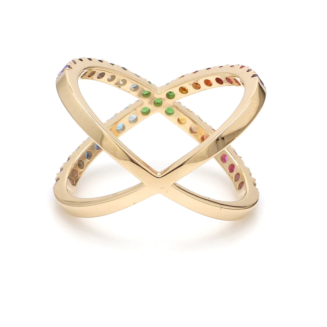 Rainbow Gemstone Cross Ring