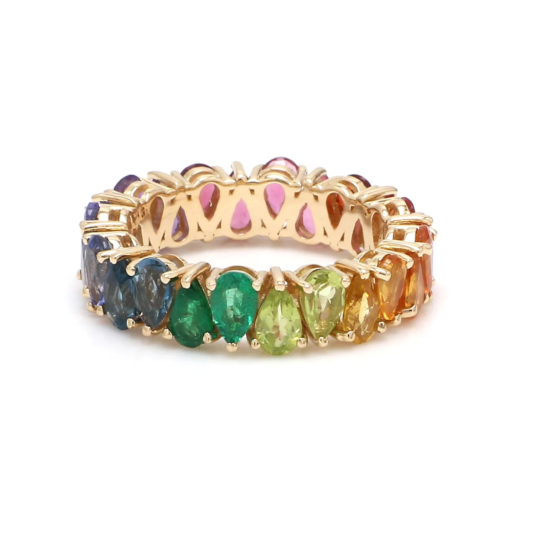 Rainbow Gemstone Pear Upside Down Ring