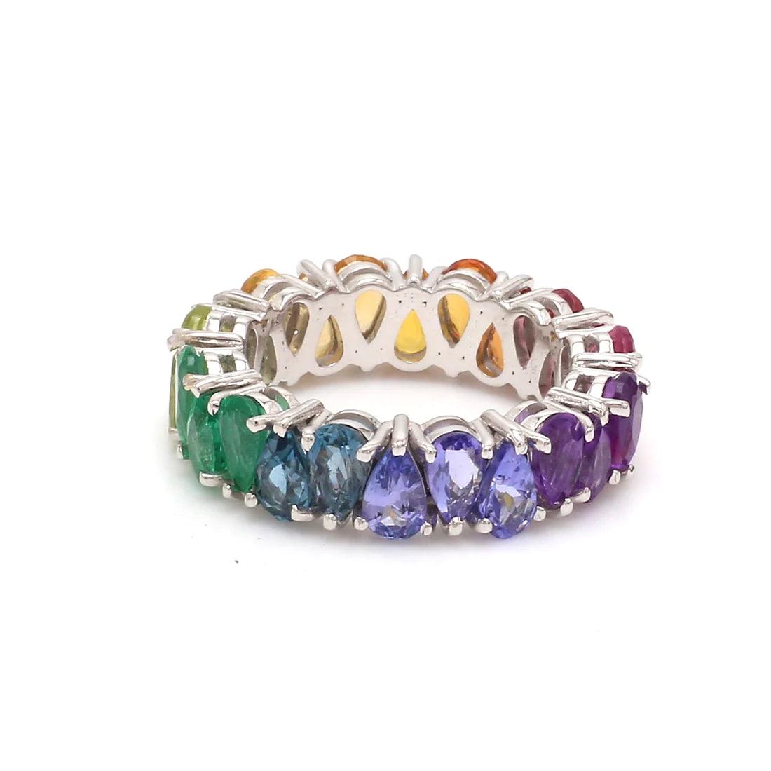 Rainbow Gemstone Pear Upside Down Ring