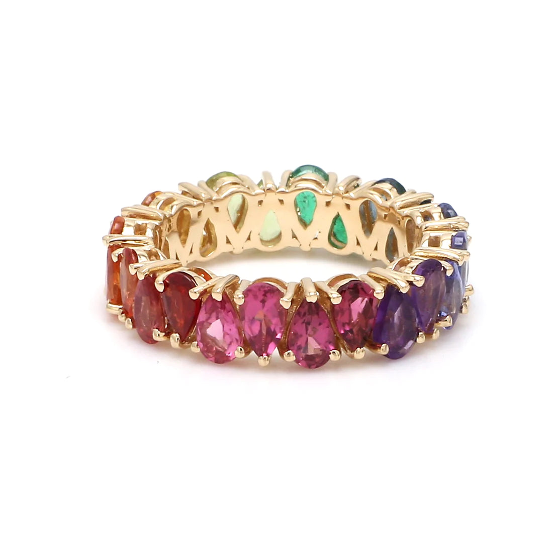 Rainbow Gemstone Pear Upside Down Ring