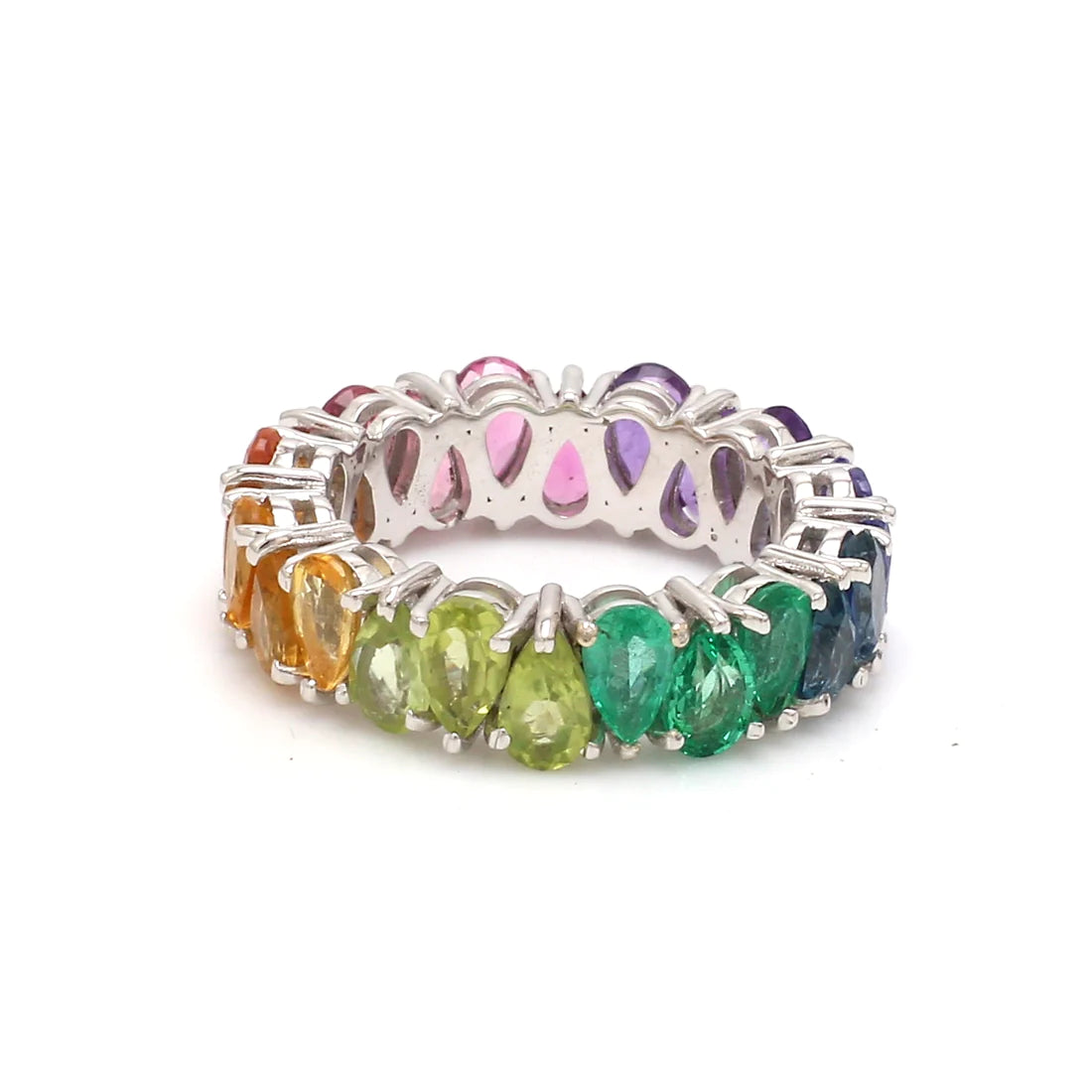 Rainbow Gemstone Pear Upside Down Ring