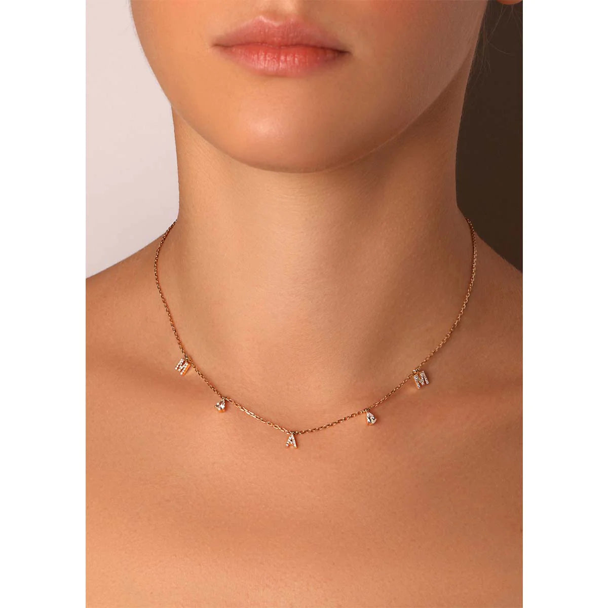 PERSONALIZED THREE LETTER PEAR DIAMOND CHOKER