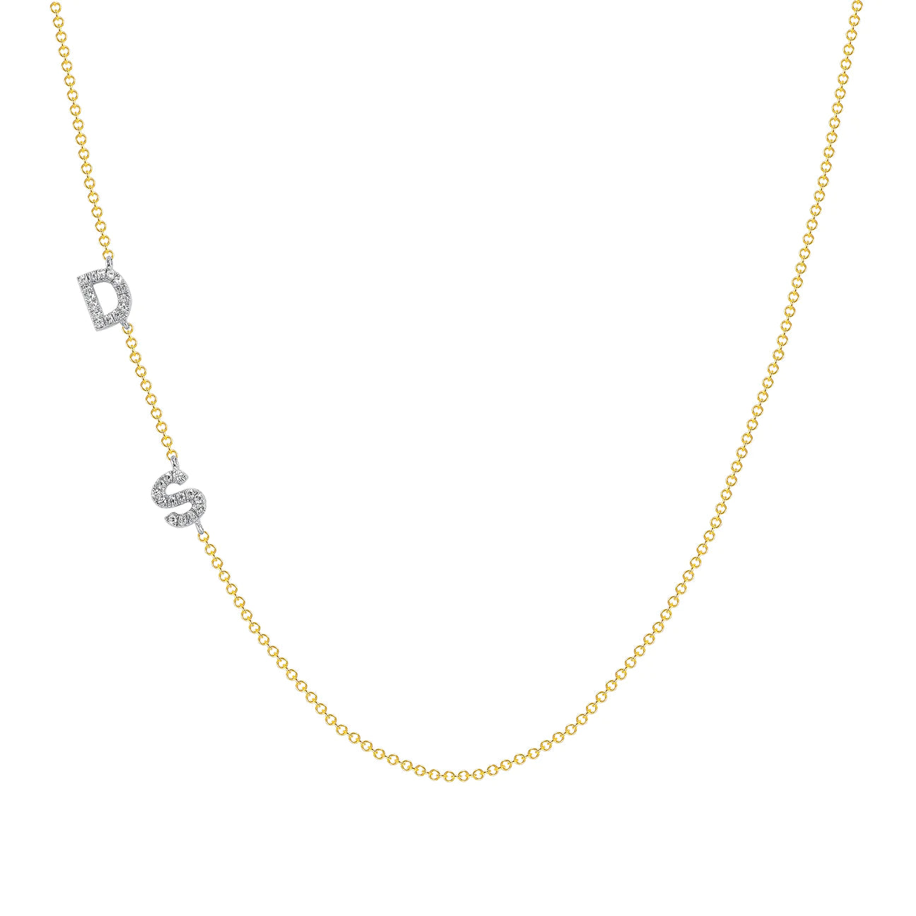 Diamond Double Initial Necklace