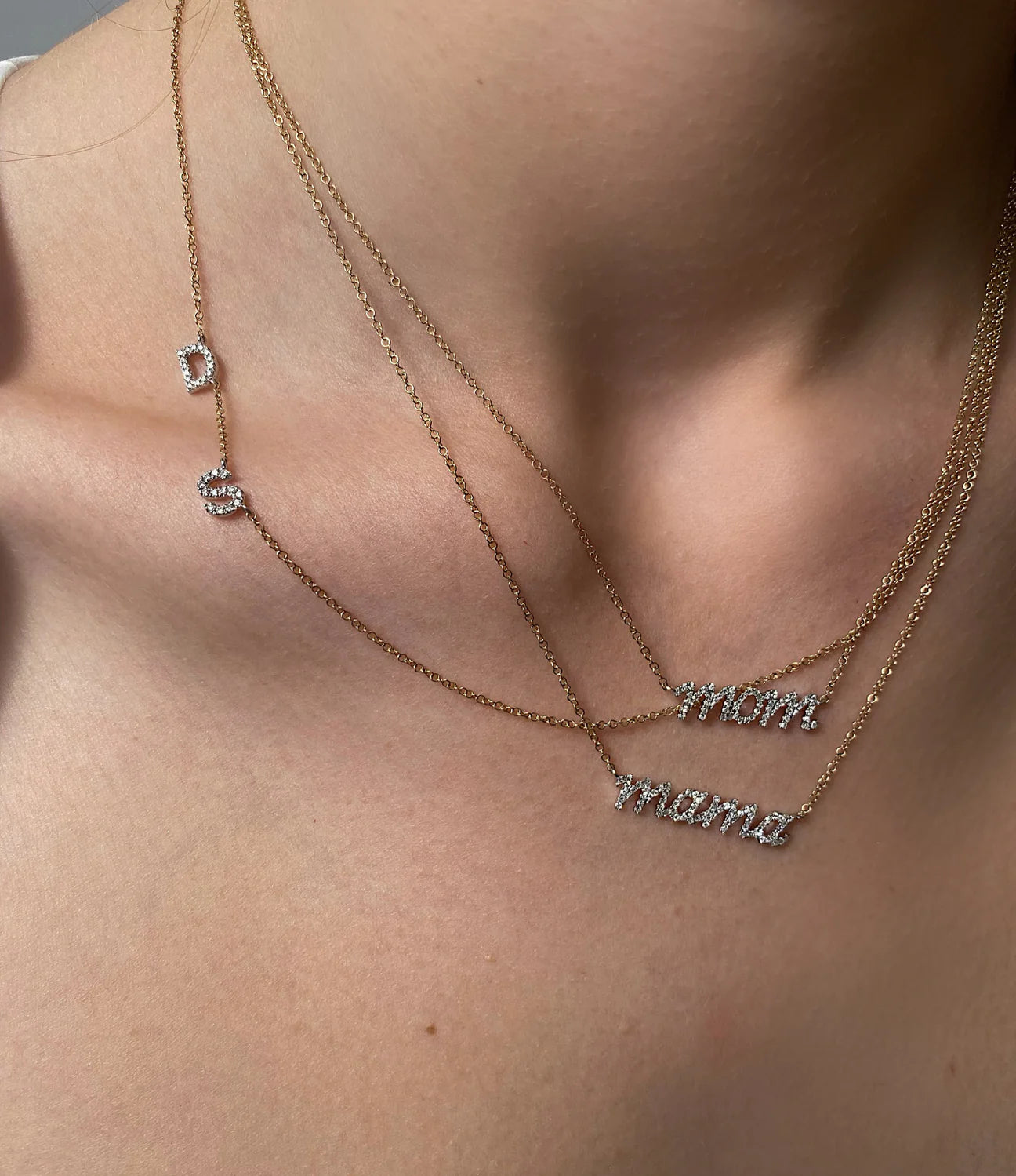 Diamanten dubbele initiële ketting