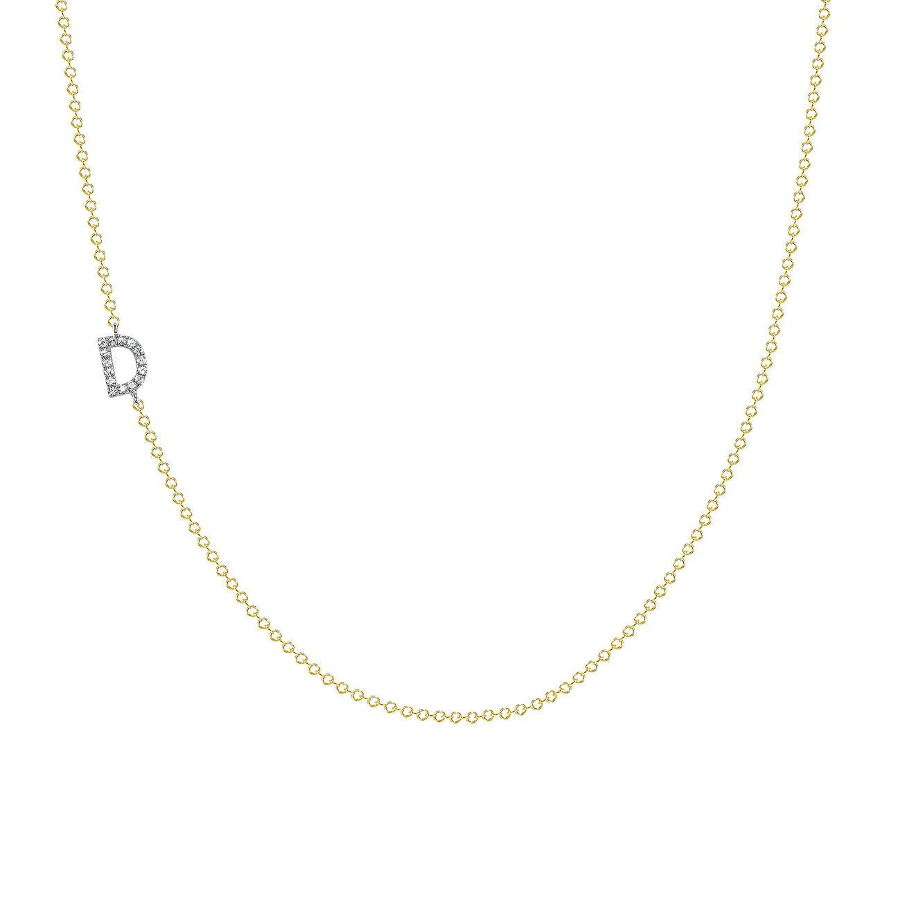 Asymmetrical Diamond Mini Initial Necklace