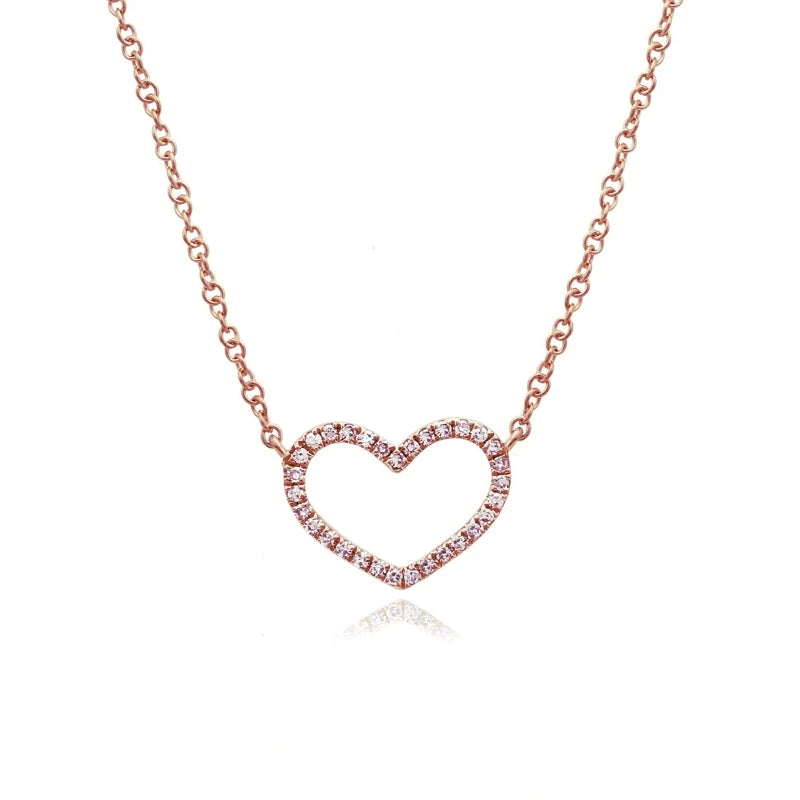 Cutout Pave Heart Necklace