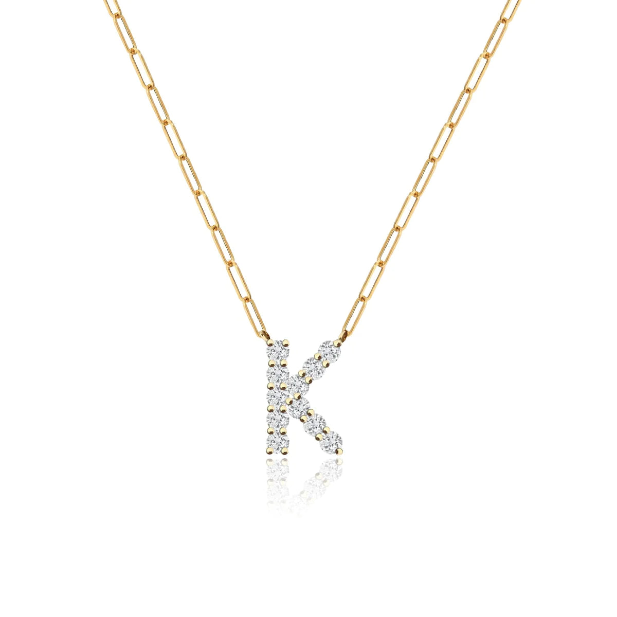 Large Diamond Paperclip Initial Necklace