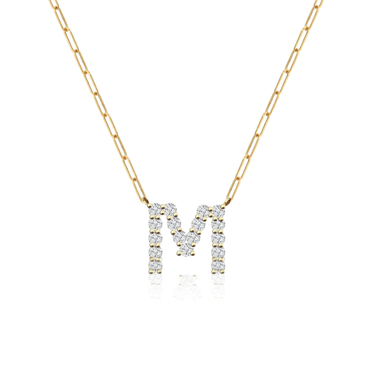 Large Diamond Paperclip Initial Necklace