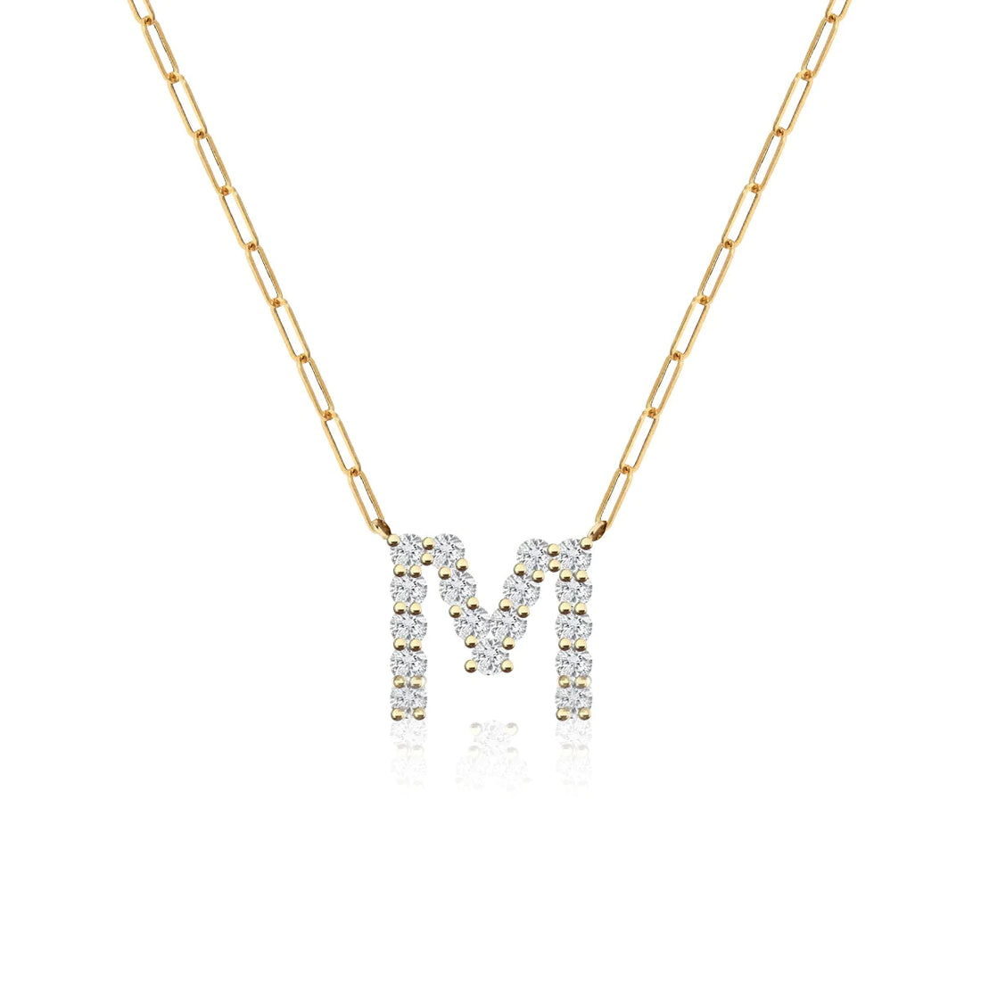 Large Diamond Paperclip Initial Necklace