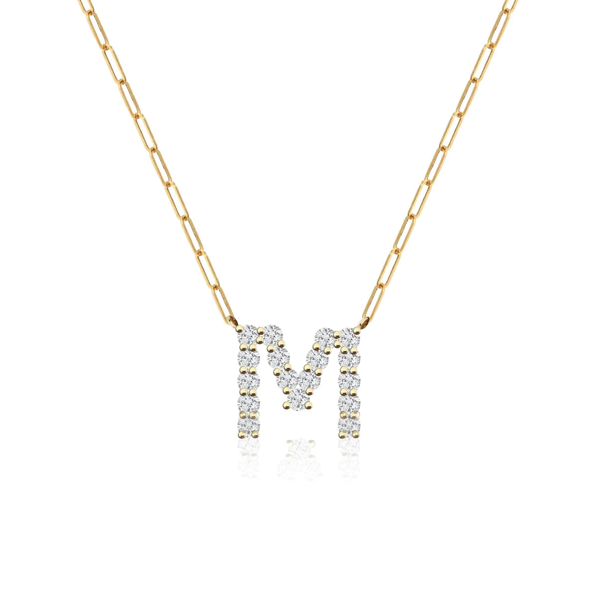 Large Diamond Paperclip Initial Necklace