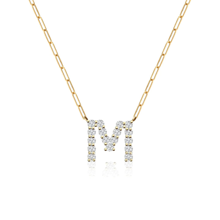 Large Diamond Paperclip Initial Necklace