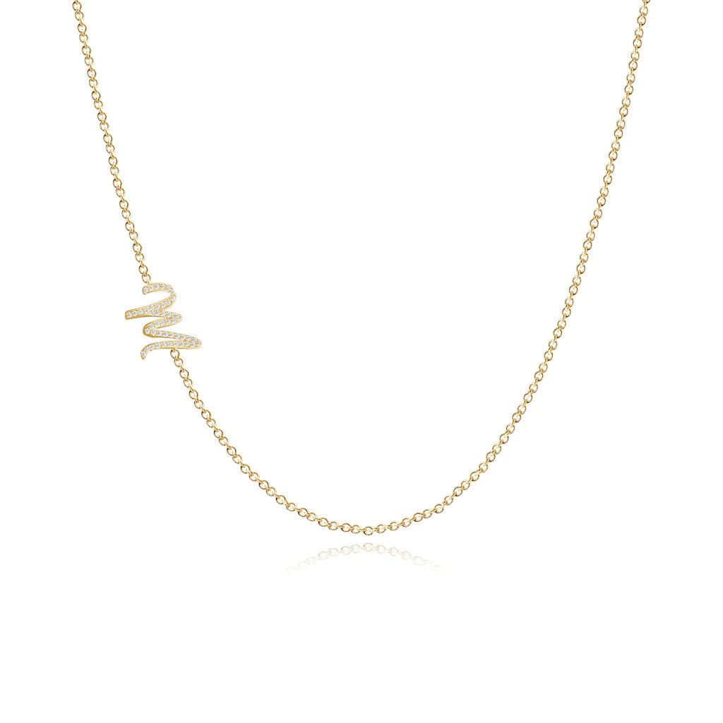 Side Pave Initial Necklace