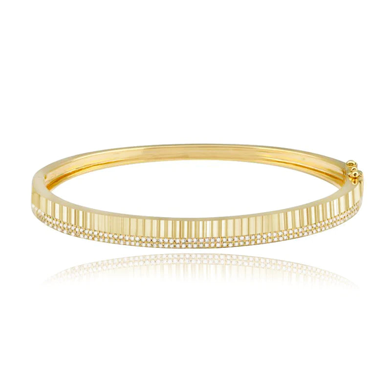 Fluted Side Pave Bangle