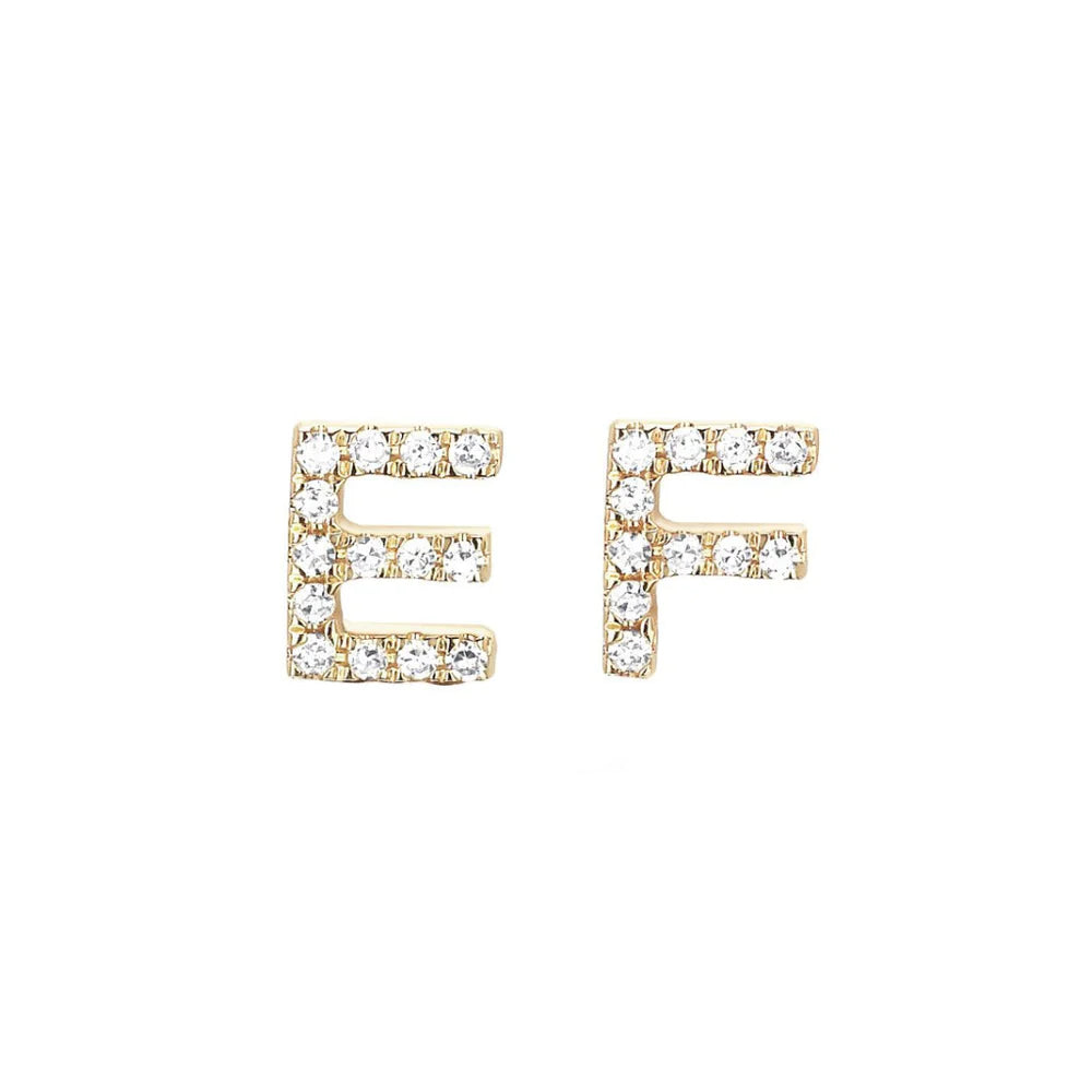 Mini Initial Pave Stud Pair