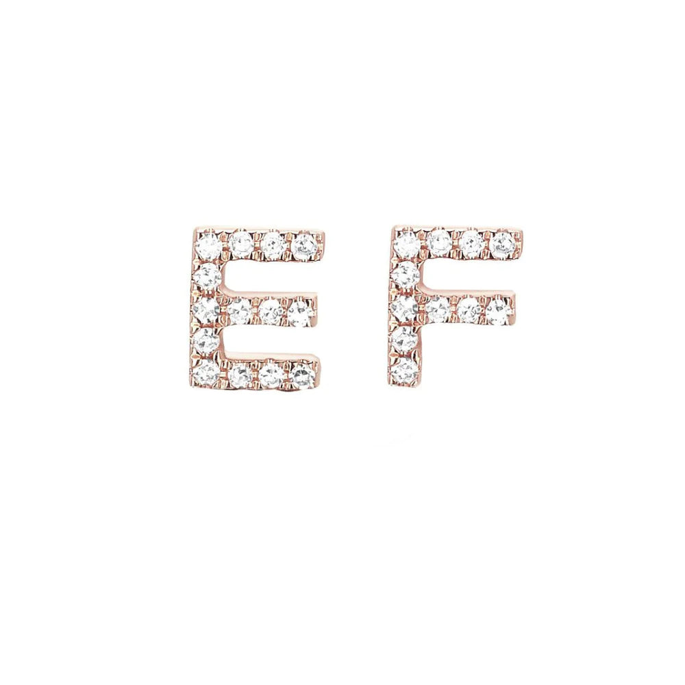 Mini Initial Pave Stud Pair