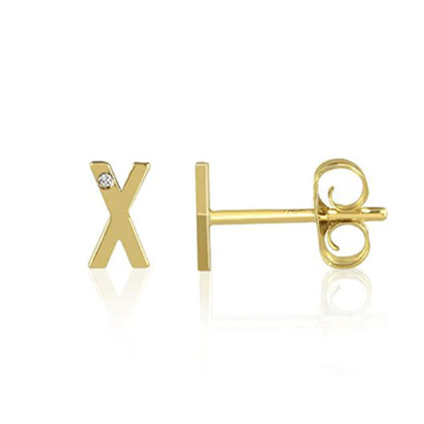 Mini Initial Studs With Single Diamond