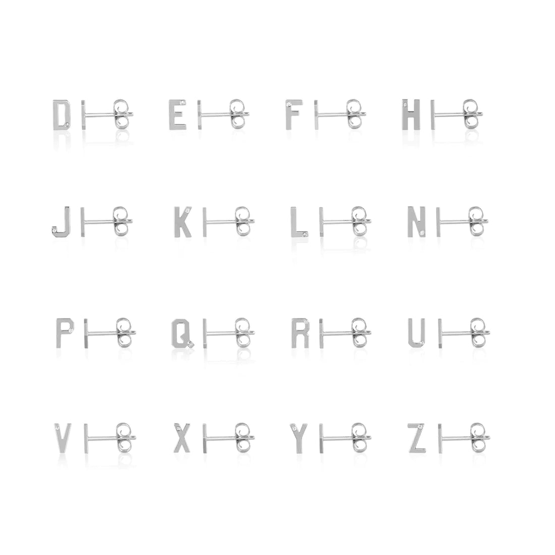 Mini Initial Studs With Single Diamond