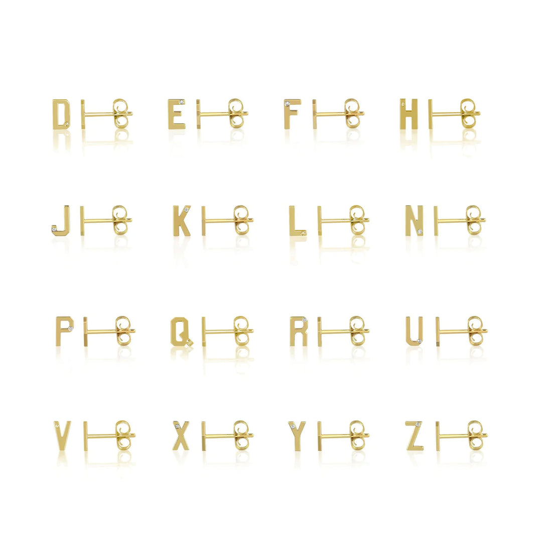 Mini Initial Studs With Single Diamond