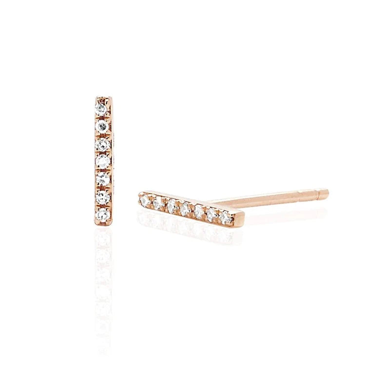 Diamond Mini Bar Earrings