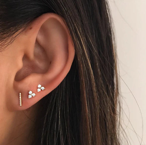 Diamond Mini Bar Earrings