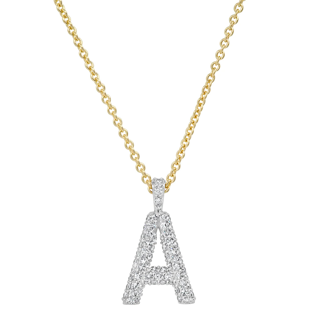 Diamond Puffy Initial Necklace