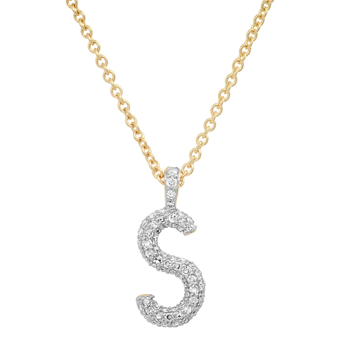 Diamond Puffy Initial Necklace