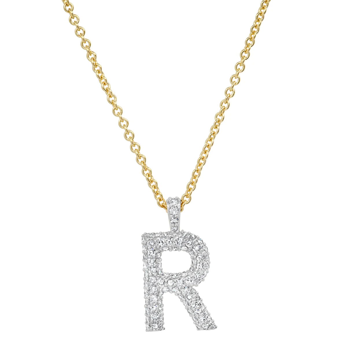 Diamond Puffy Initial Necklace