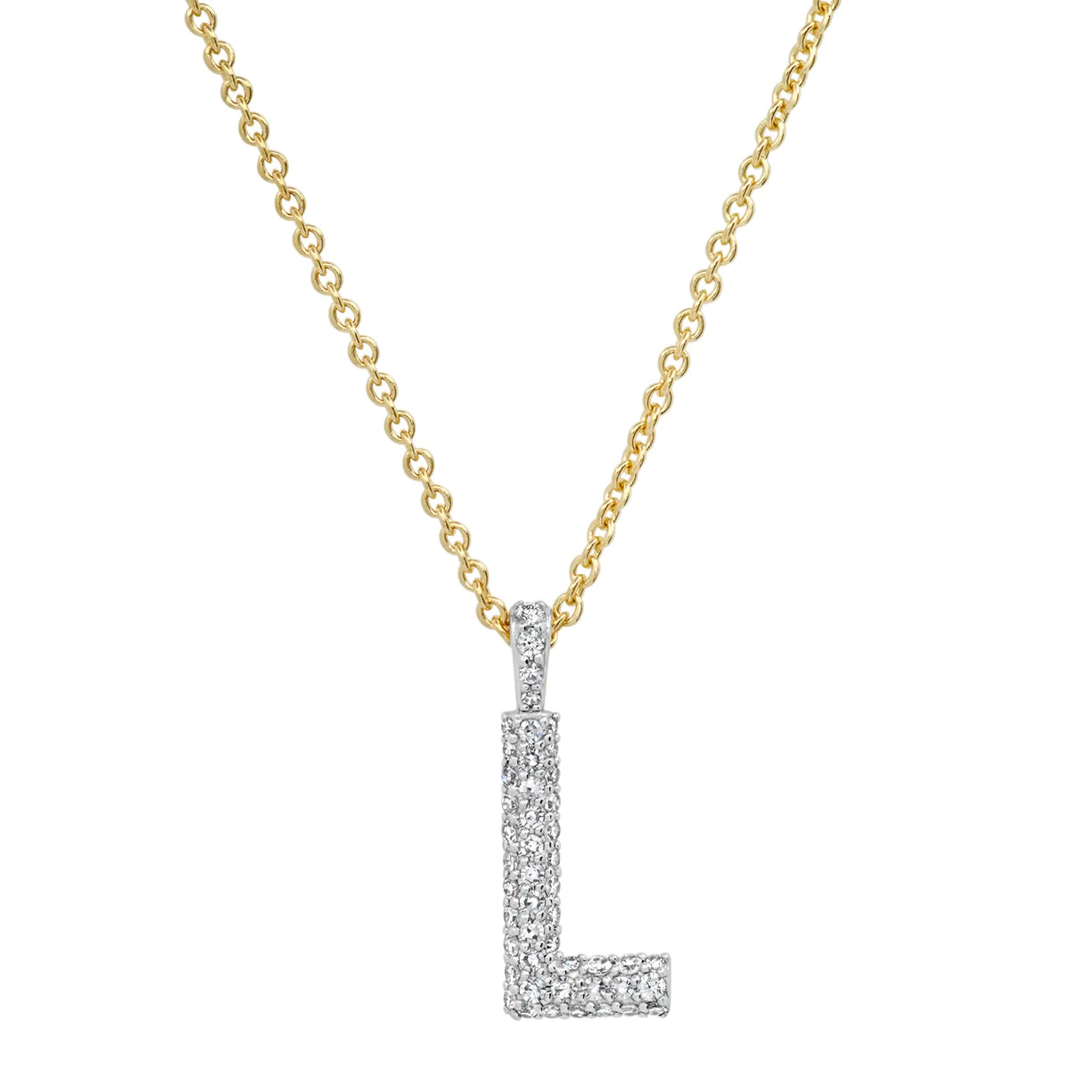 Diamond Puffy Initial Necklace