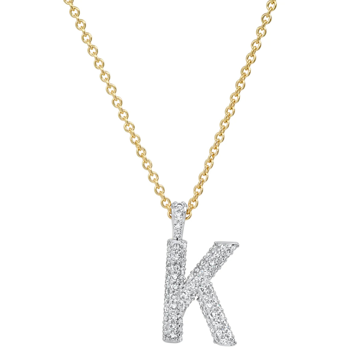 Diamond Puffy Initial Necklace