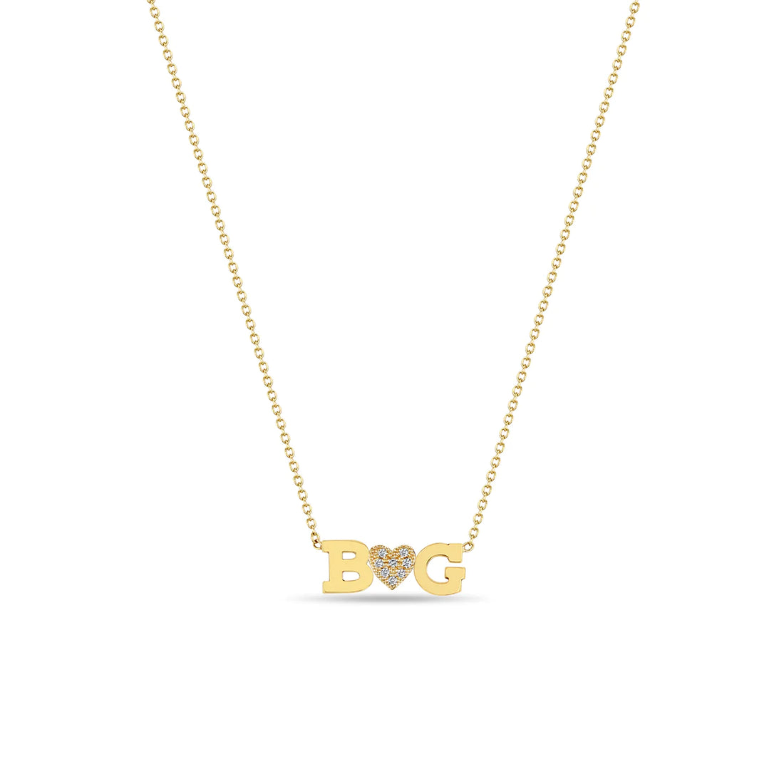 Double Letter Necklace With Pave Heart