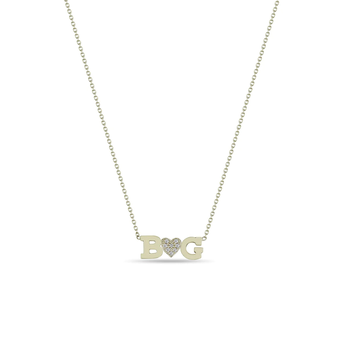 Double Letter Necklace With Pave Heart