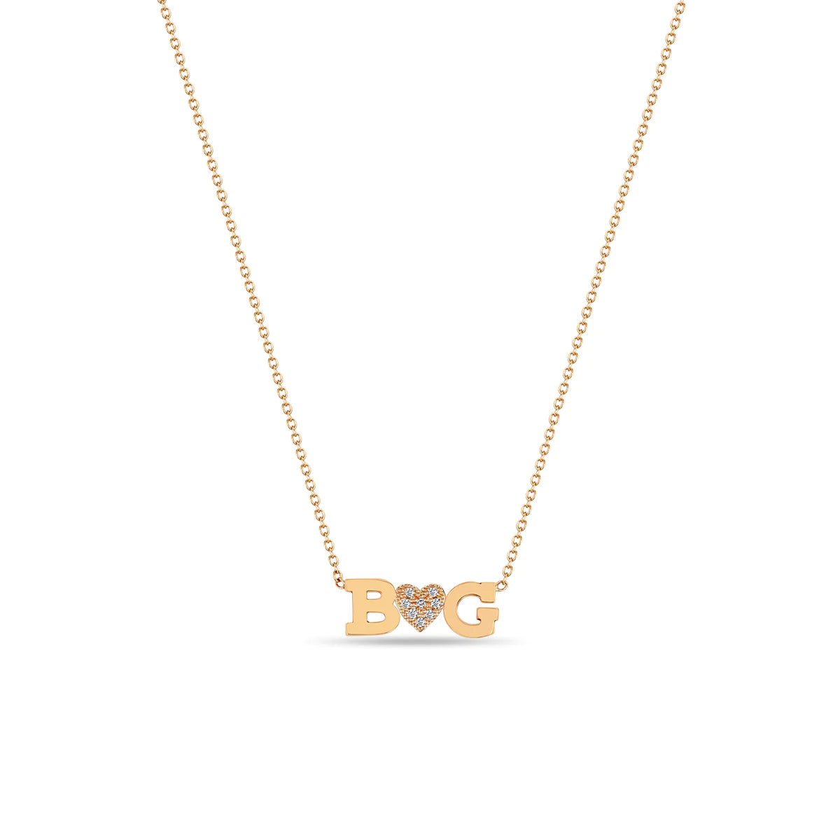 Double Letter Necklace With Pave Heart