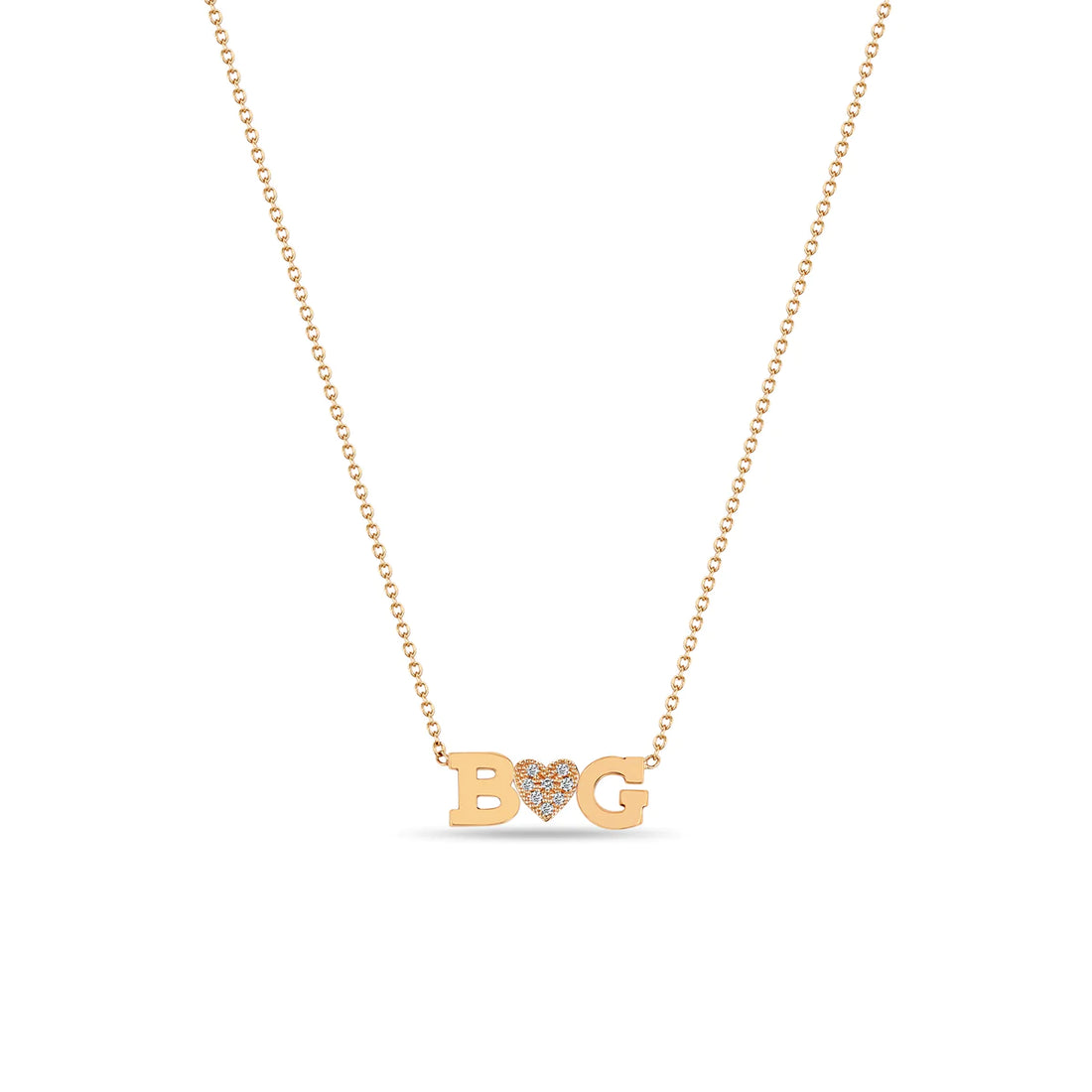 Double Letter Necklace With Pave Heart