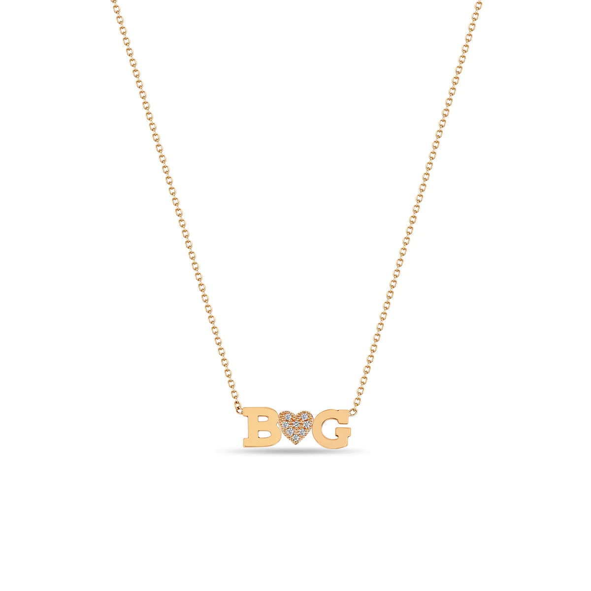 Double Letter Necklace With Pave Heart