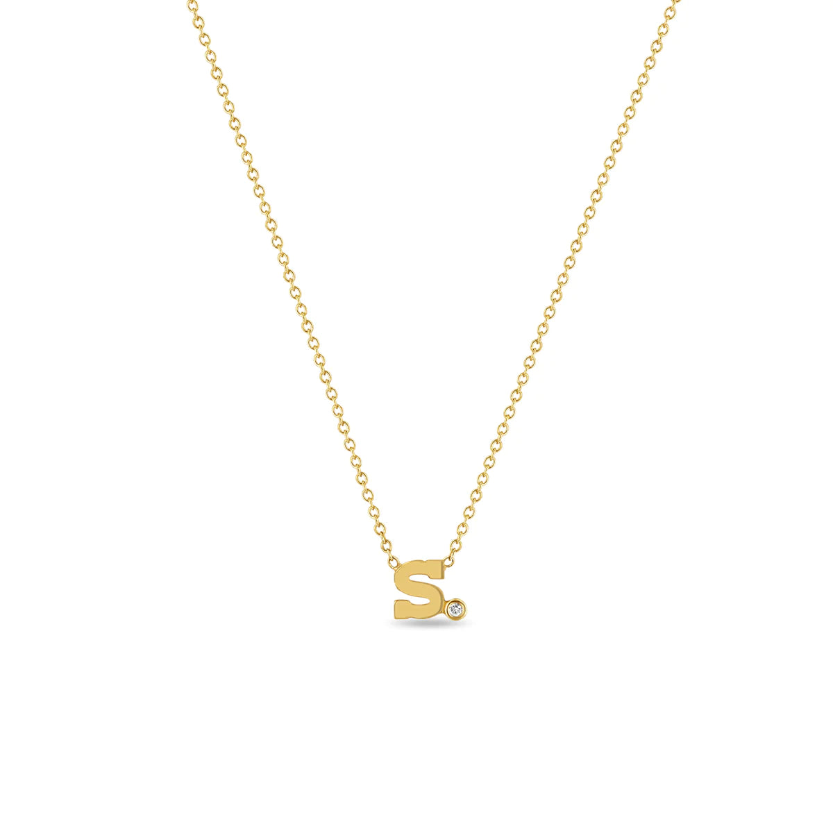 Letter Necklace With Single Diamond Bezel