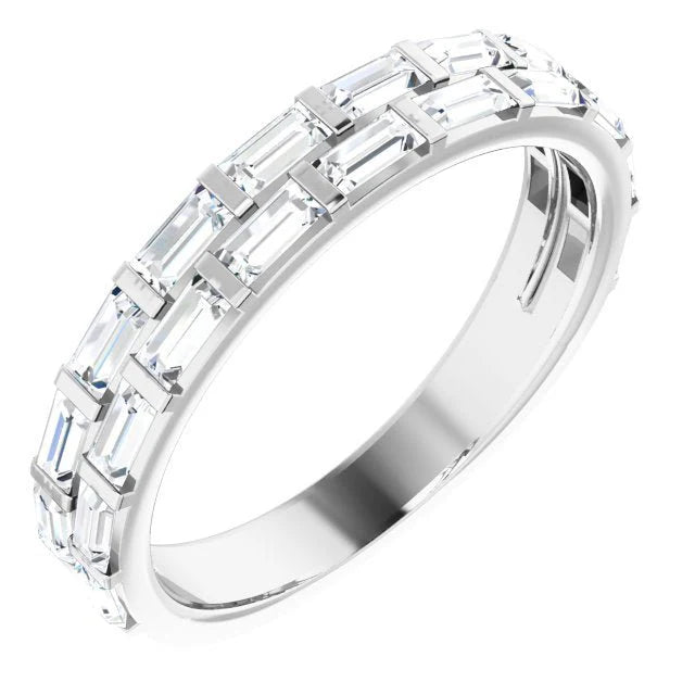Baguette Double Row Diamond Anniversary Band