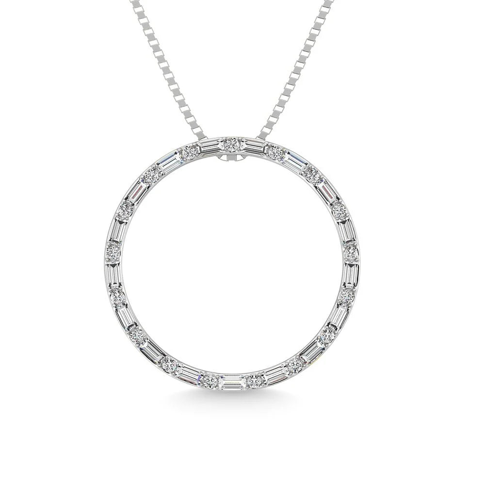 Round and Baguette Diamonds Necklace