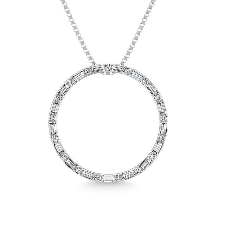 Round and Baguette Diamonds Necklace