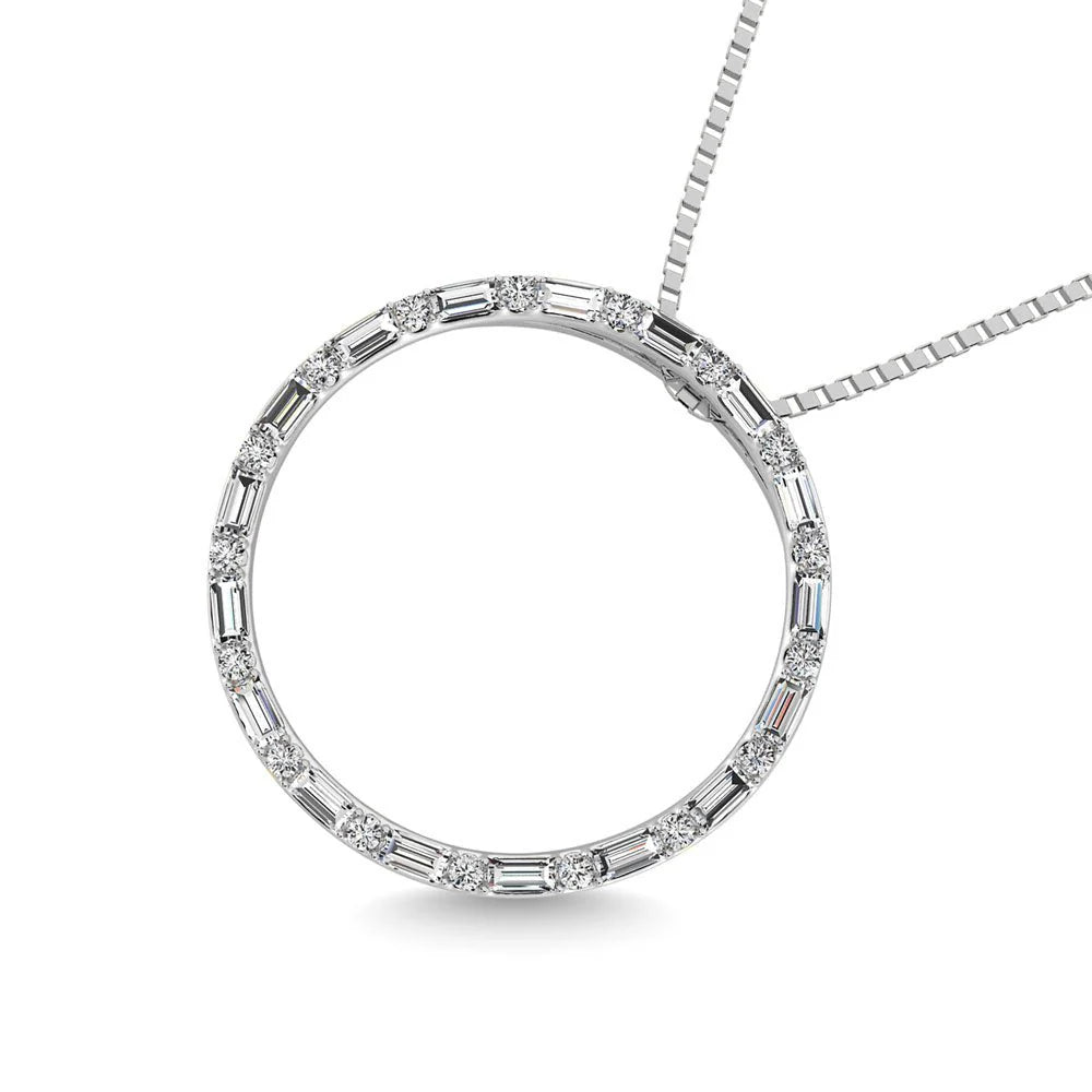 Round and Baguette Diamonds Necklace