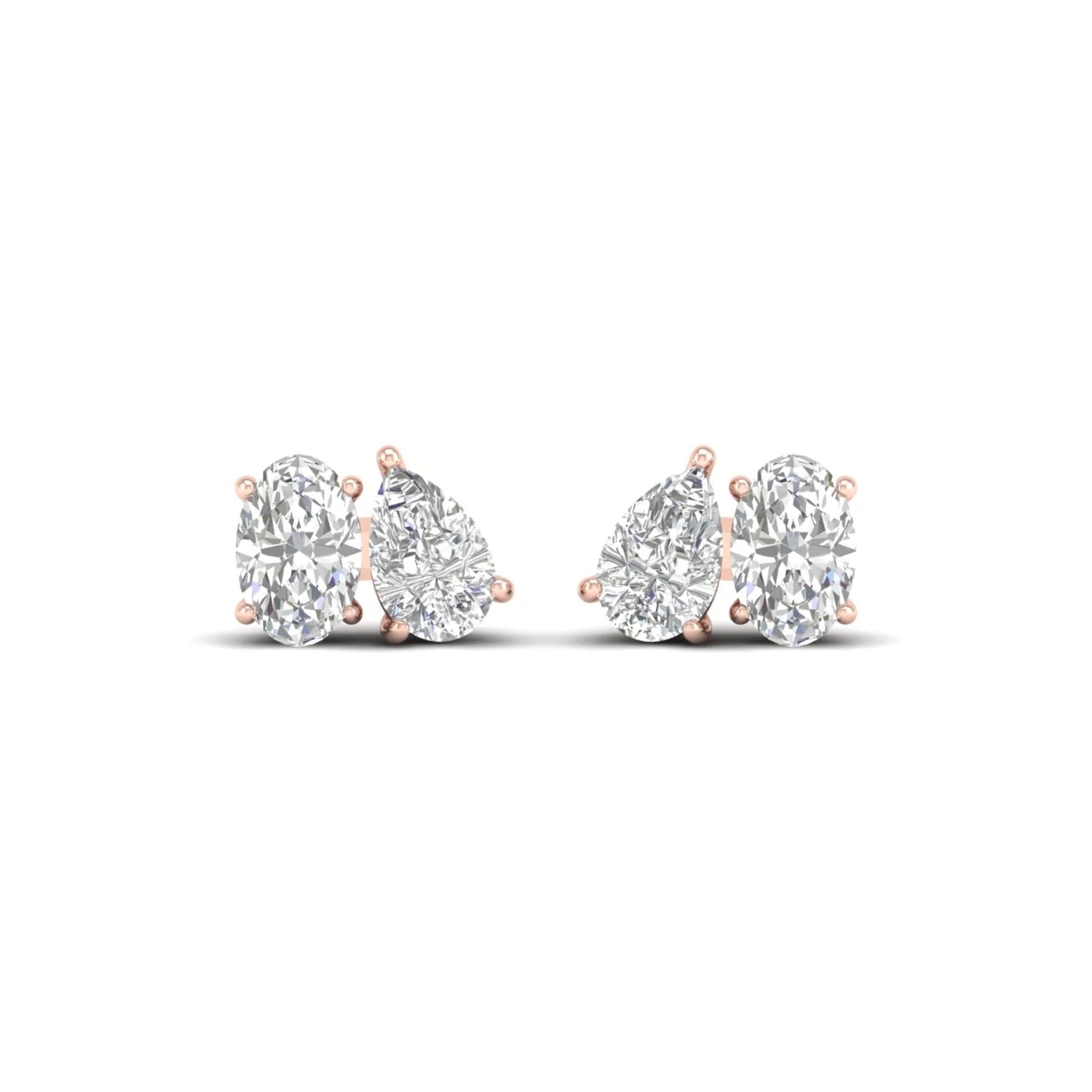 1 1/2 CTW PEAR OVAL TOI ET MOI EARRINGS