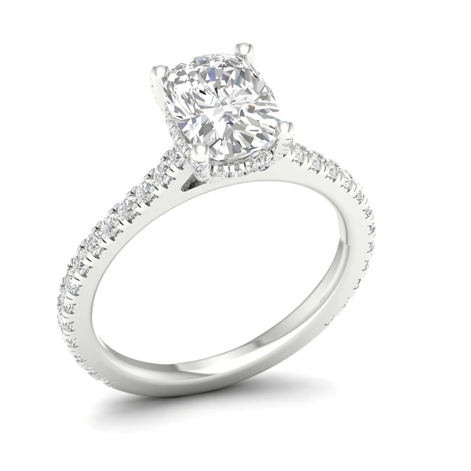 CUSHION ACCENTED HIDDEN HALO RING