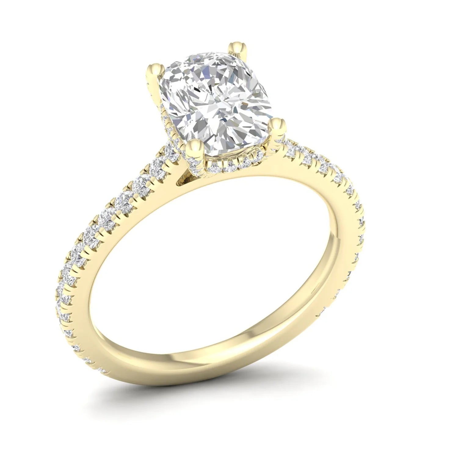 CUSHION ACCENTED HIDDEN HALO RING