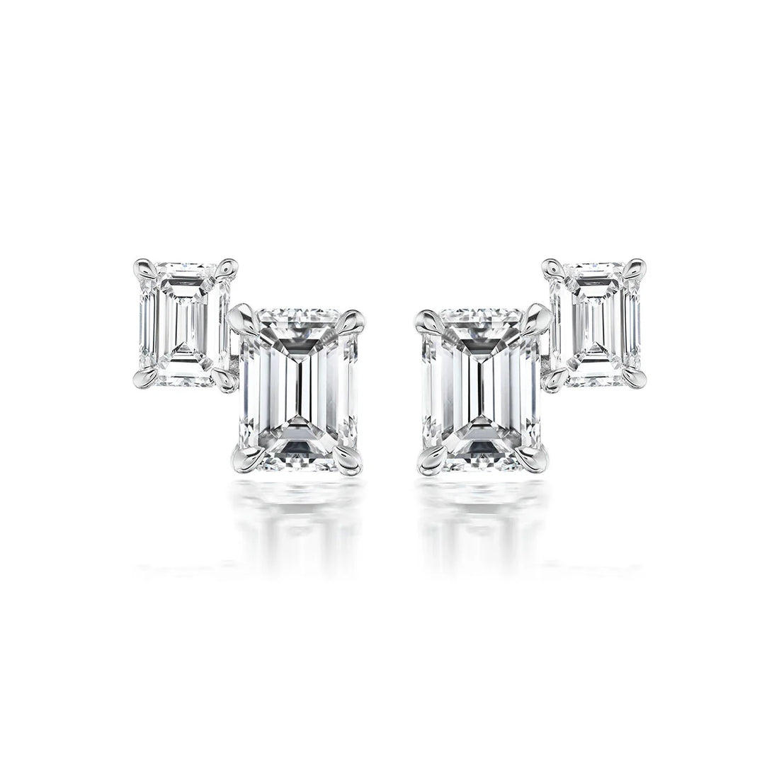 DUO EMERALD CUT DIAMOND STUDS