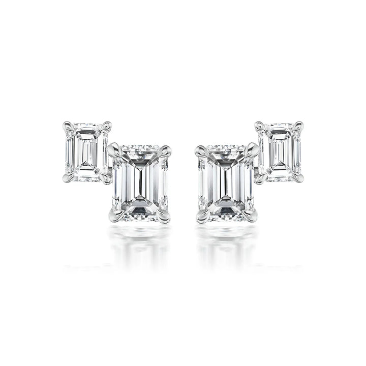 DUO EMERALD CUT DIAMOND STUDS