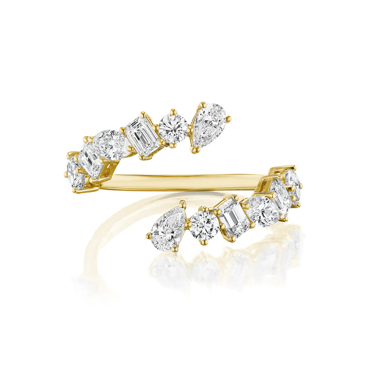 WRAPAROUND RING WITH MIXED SHAPE DIAMONDS
