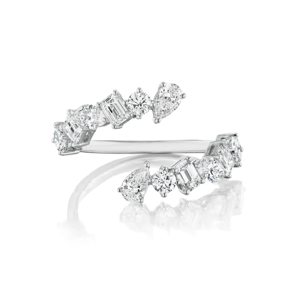 WRAPAROUND RING WITH MIXED SHAPE DIAMONDS