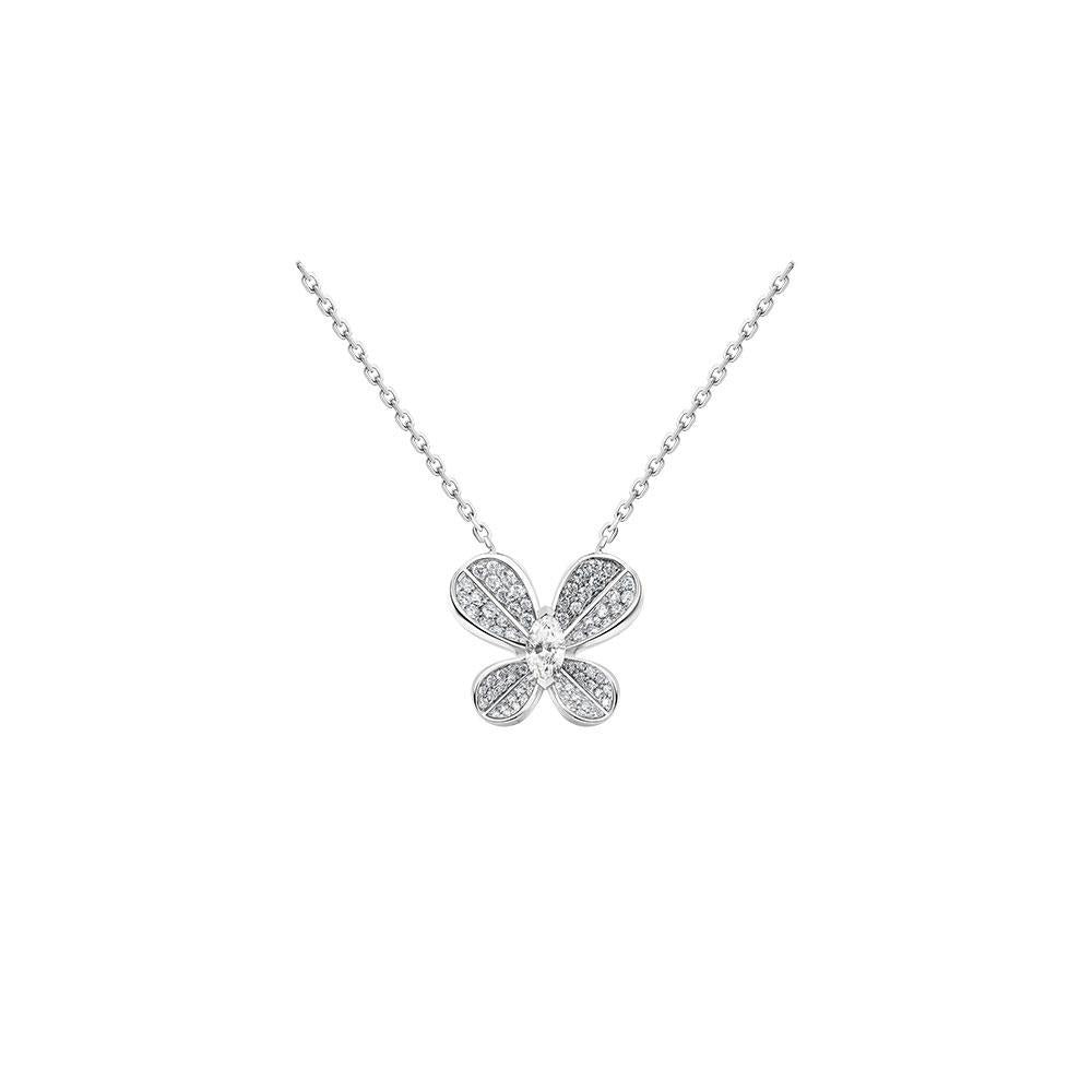 Marquise Butterfly White Gold Small Necklace