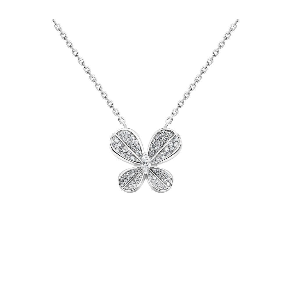 Marquise Butterfly White Gold Large Necklace