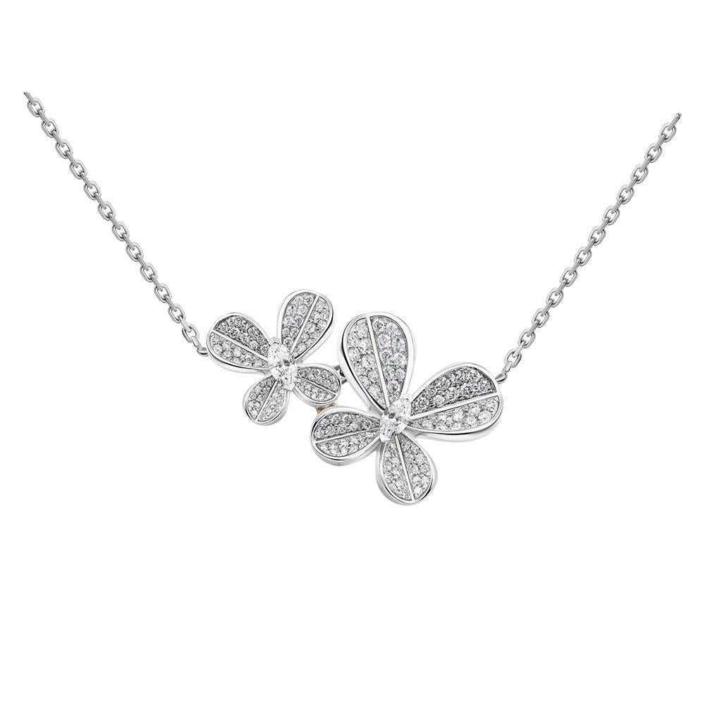 Marquise Butterfly Duo White Gold Necklace