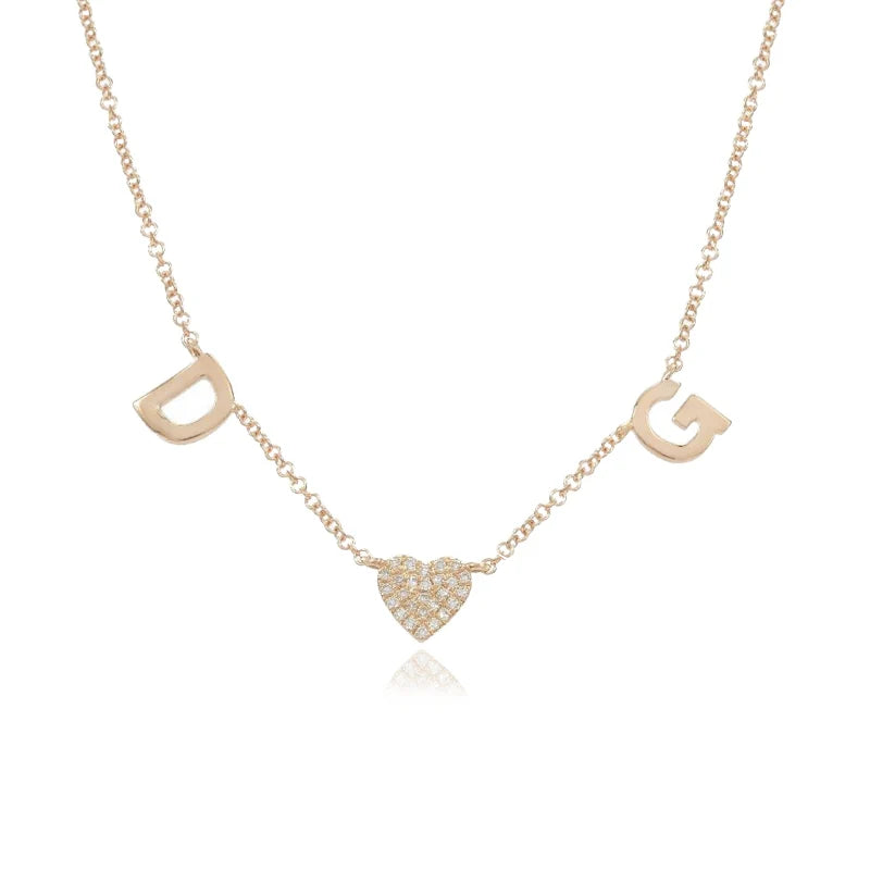 MINI INITIALS AND PAVE CHARM NECKLACE